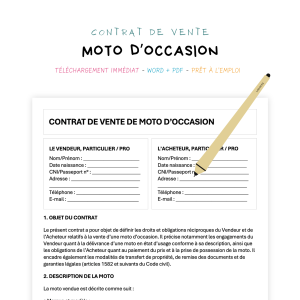 Contrat de Vente de Moto d’Occasion