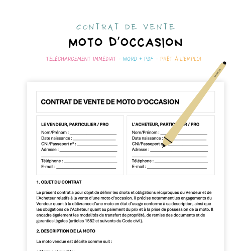 Contrat de Vente de Moto d’Occasion