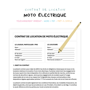 Contrat de Location de Moto Électrique