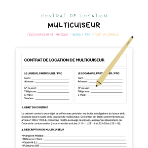 multicuiseur Contrat de Location de Multicuiseur