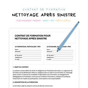 nettoyage après sinistre Contrat de Formation au Nettoyage Après Sinistre