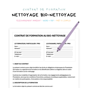 nettoyage bio-nettoyage Contrat de Formation au Bio-Nettoyage