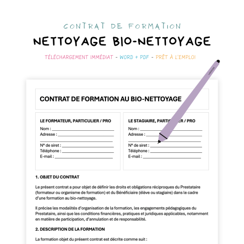 Contrat de Formation au Bio-Nettoyage