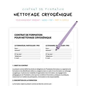 nettoyage cryogénique Contrat de Formation au Nettoyage Cryogénique