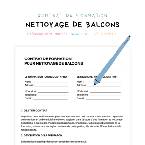 nettoyage de balcons Contrat de Formation au Nettoyage de Balcons