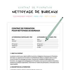 nettoyage de bureaux Contrat de Formation au Nettoyage de Bureaux