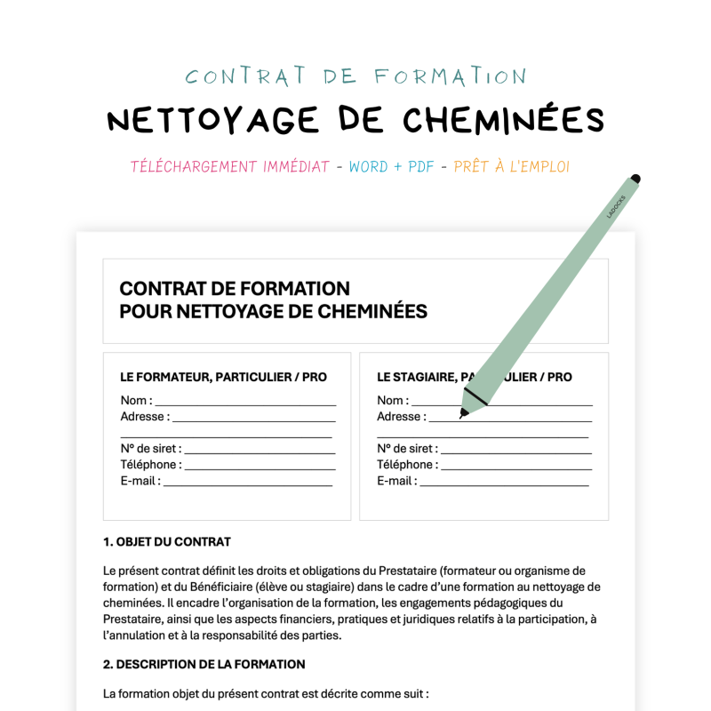 nettoyage de cheminées Contrat de Formation au Nettoyage de Cheminées