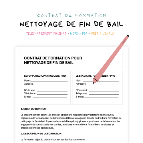 Contrat de Formation au Nettoyage de Fin de Bail