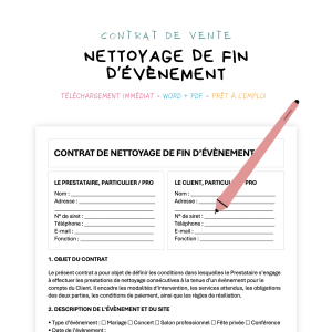 Contrat de Nettoyage de Fin d’Événement