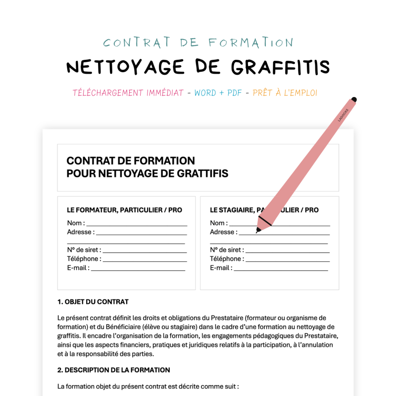 nettoyage de graffitis Contrat de Formation au Nettoyage de Graffitis