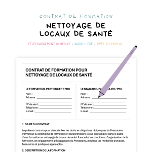 nettoyage de locaux de santé Contrat de Formation au Nettoyage de Locaux de Santé