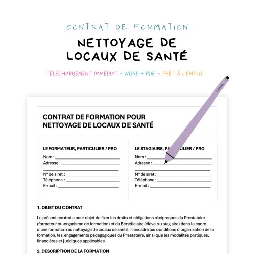 Contrat de Formation au Nettoyage de Locaux de Santé