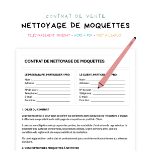 nettoyage de moquettes Contrat de Nettoyage de Moquettes