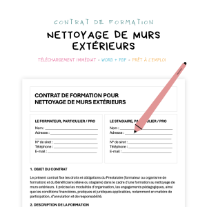 Contrat de Formation au Nettoyage de Murs Extérieurs