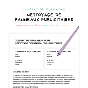 nettoyage de panneaux publicitaires Contrat de Formation au Nettoyage de Panneaux Publicitaires