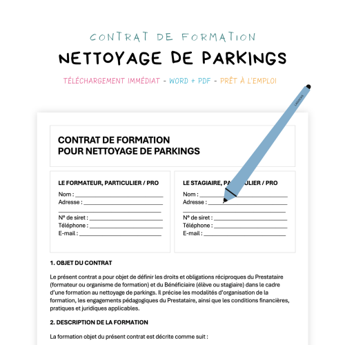 nettoyage de parkings Contrat de Formation au Nettoyage de Parkings