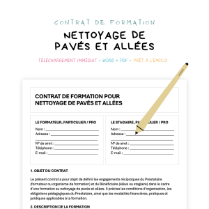 nettoyage de pavés et allées Contrat de Formation au Nettoyage de Pavés et Allées