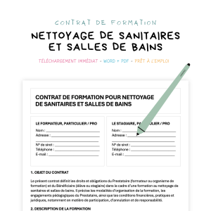 nettoyage de sanitaires et salles de bains Contrat de Formation au Nettoyage de Sanitaires et Salles de Bains