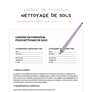 Contrat de Formation au Nettoyage de Sols