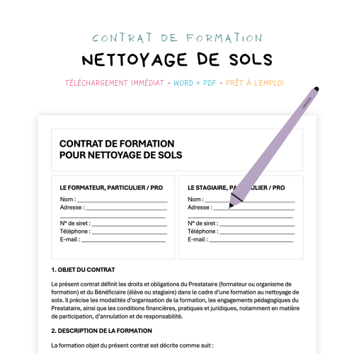 Contrat de Formation au Nettoyage de Sols