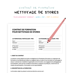 nettoyage de stores Contrat de Formation au Nettoyage de Stores