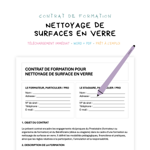 Contrat de Formation au Nettoyage de Surfaces en Verre