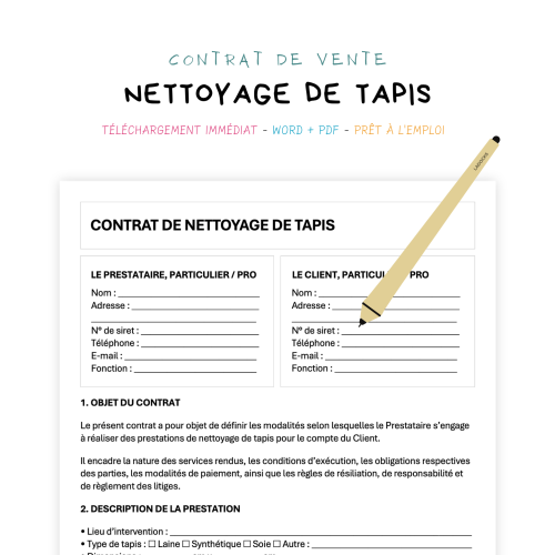 Contrat de Nettoyage de Tapis