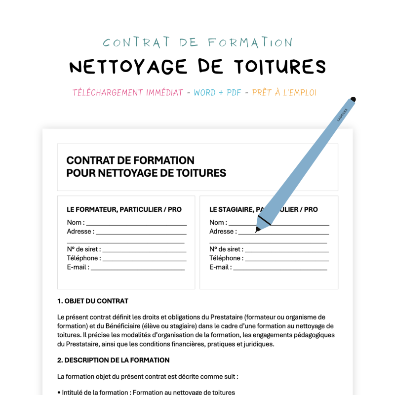 nettoyage de toitures Contrat de Formation au Nettoyage de Toitures