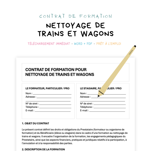 nettoyage de trains et wagons Contrat de Formation au Nettoyage de Trains et Wagons