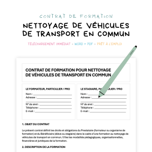 nettoyage de véhicules de transport en commun Contrat de Formation au Nettoyage de Véhicules de Transport en Commun
