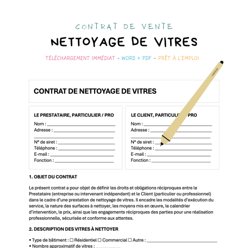 Contrat de Nettoyage de Vitres
