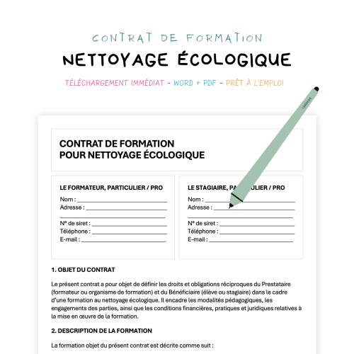 Contrat de Formation au Nettoyage Écologique