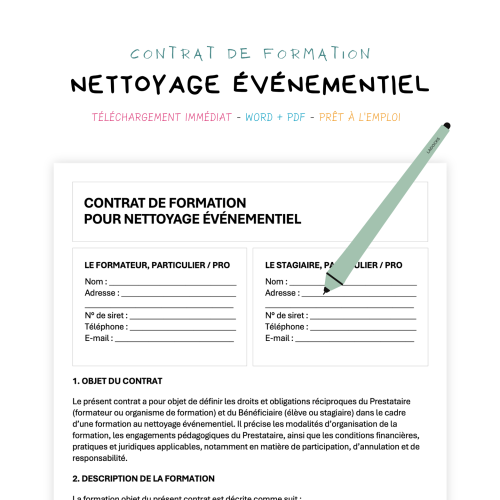 Contrat de Formation au Nettoyage Événementiel
