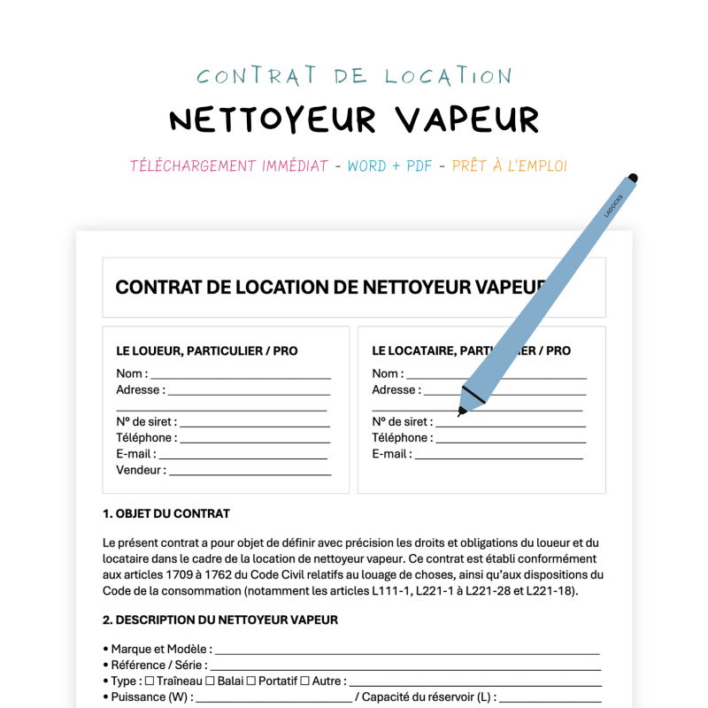 Contrat de Location de Nettoyeur Vapeur