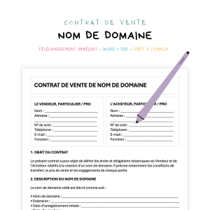 nom de domaine Contrat de Vente de Nom de Domaine