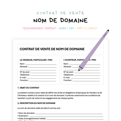 Contrat de Vente de Nom de Domaine