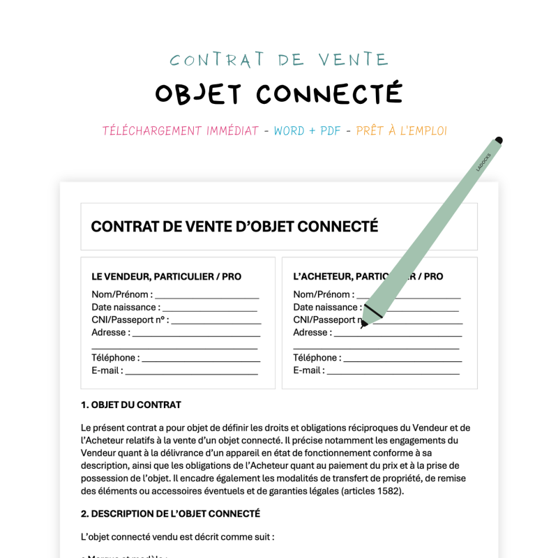 Contrat de Vente d’Objet Connecté