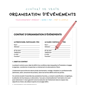 organisation d'événements Contrat d’Organisation d’Événements