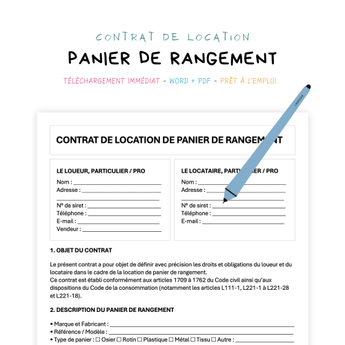 Contrat de Location de Panier de Rangement