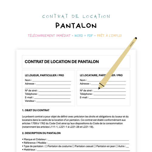 Contrat de Location de Pantalon