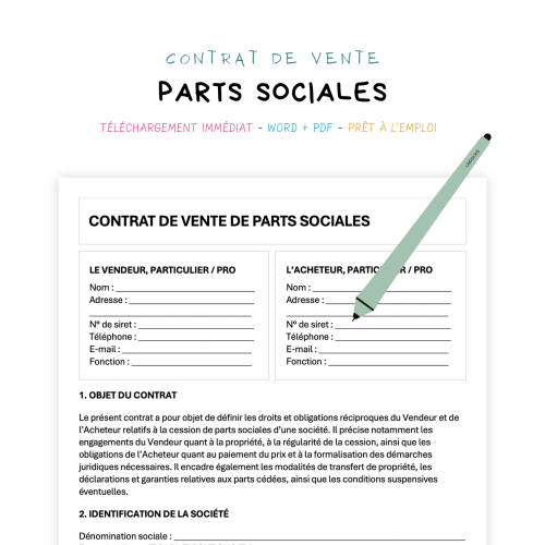 Contrat de Vente de Parts Sociales