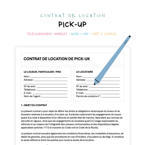 Contrat de Location de Pick-up