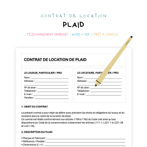 plaid Contrat de Location de Plaid
