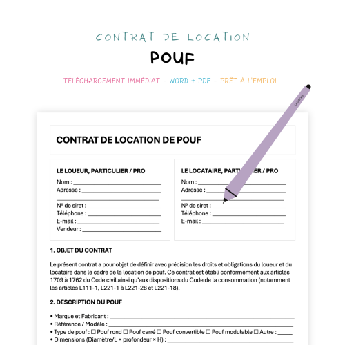 Contrat de Location de Pouf