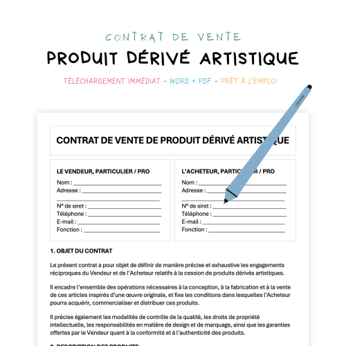 Contrat de Vente de Produit Dérivé Artistique
