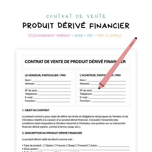 Contrat de Vente de Produit Dérivé Financier