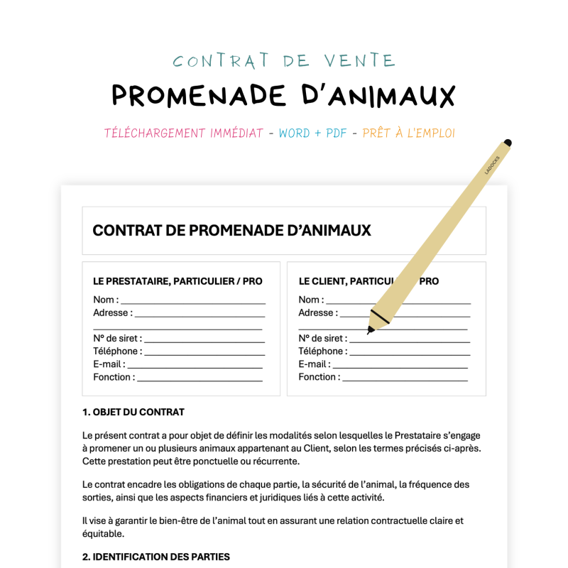 Contrat de Promenade d’Animaux