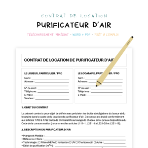 purificateur d’air Contrat de Location de Purificateur d’Air