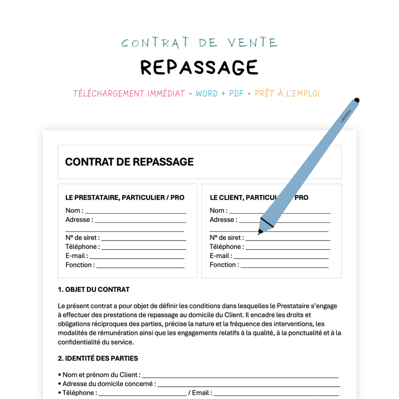 Contrat de Repassage à Domicile