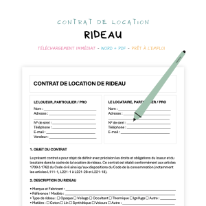 rideau Contrat de Location de Rideau
